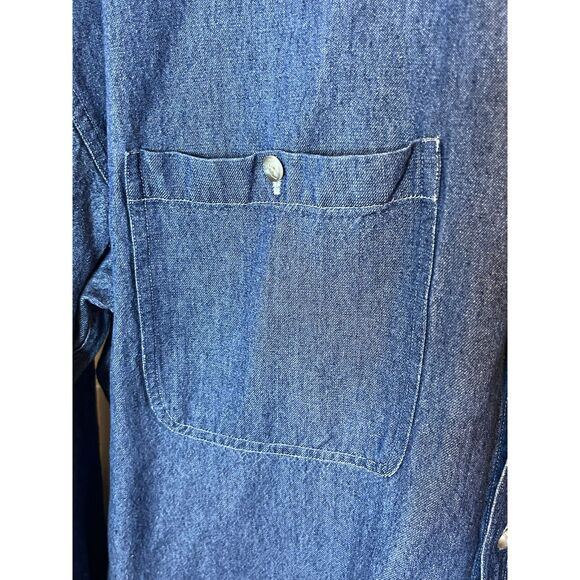 Perry Ellis Mens Large Blue Denim Button-Up Long Sleeve Shirt - Picture 3 of 4